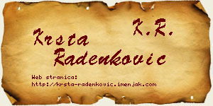Krsta Radenković vizit kartica